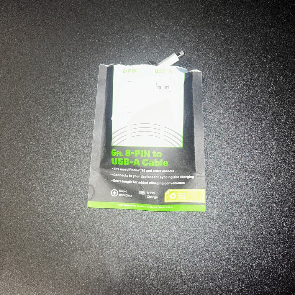 New 6 Foot 8-Pin to USB-A Cable